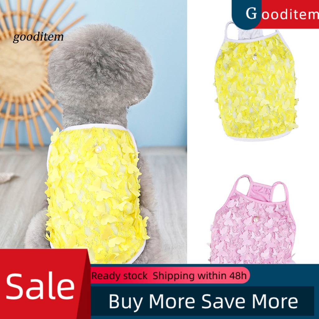 Áo Tank Top Hai Lớp Thoáng Khí In Họa Tiết Bướm 3D Thời Trang Mùa Hè Xinh Xắn Cho Cún Cưng