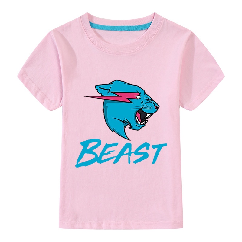Áo Thun Cotton Tay Ngắn In Họa Tiết Hoạt Hình Mr Beast Dành Cho Trẻ Em 3-15 Tuổi