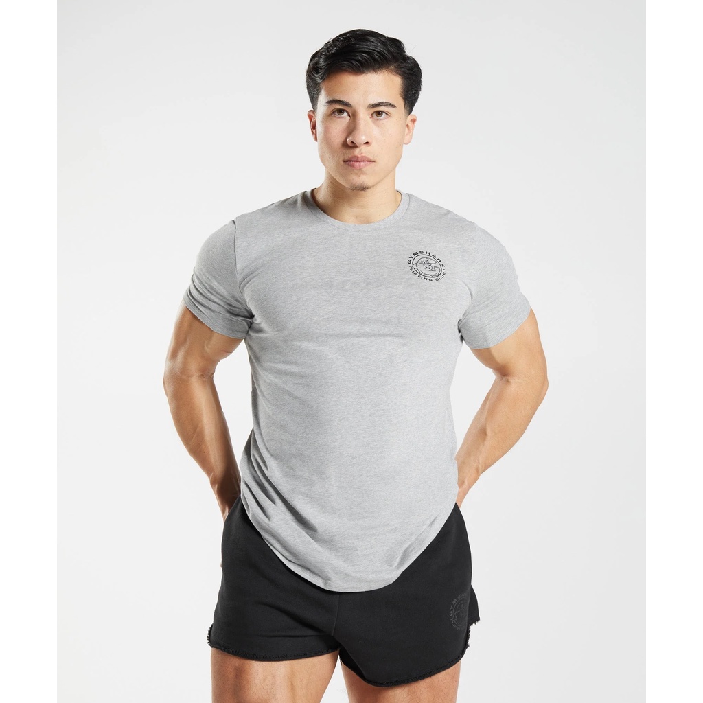 Ready stock gymshk legacy men's athletic slim fit round neck shark short sleeve t-shirt co giãn thoáng khí