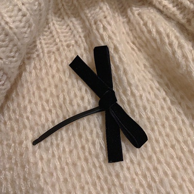 Kẹp Tóc Nơ Vải Nhung Đen Phong Cách Hàn Quốc