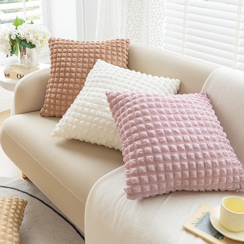 New cream  cushion cover checks sofa cushion covers pillow case cover elastic square throw pillow case