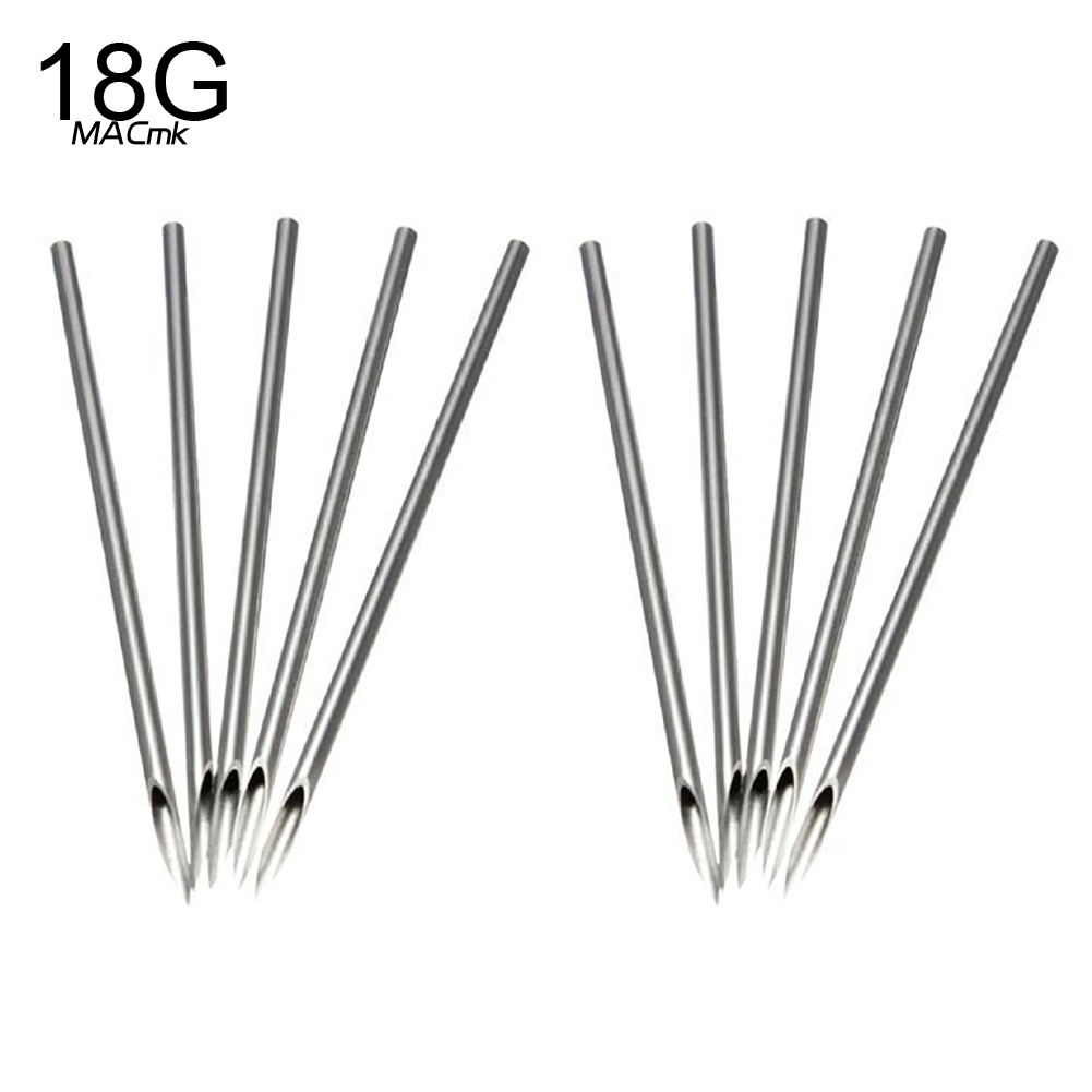 Bộ 10 Kim Xỏ Khuyên 12 / 14 / 16 / 18 / 20G Bằng Thép Dùng Một Lần