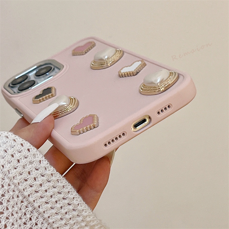 Ốp Điện Thoại Silicon Dẻo Đính Trái Tim 3d Cho iphone 11 12 13 14 15 pro max 11pro 7 8 plus x xr xs max se 2020 11pro