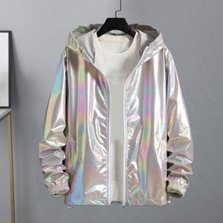 Áo Khoác Chống Gió Nhiều Màu Sắc Sáng Bóng Có Túi Thời Trang Thể Thao Ngoài Trời Cho Nam