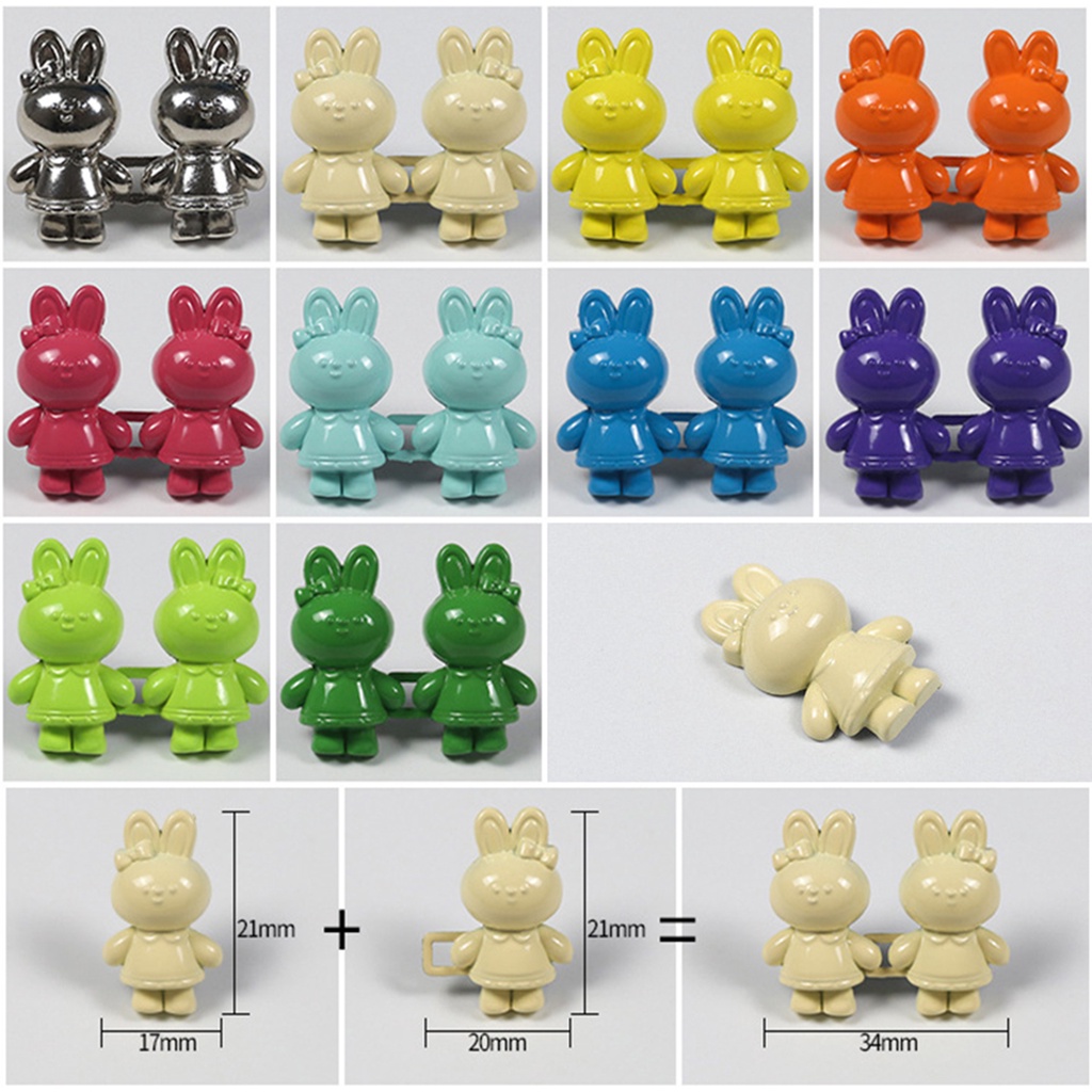 Bộ 2 Nút Kim Loại Hình Gấu Dễ Thương Gắn Quần Jean / Cài Nút Có Thể Tháo Rời dreamdiary