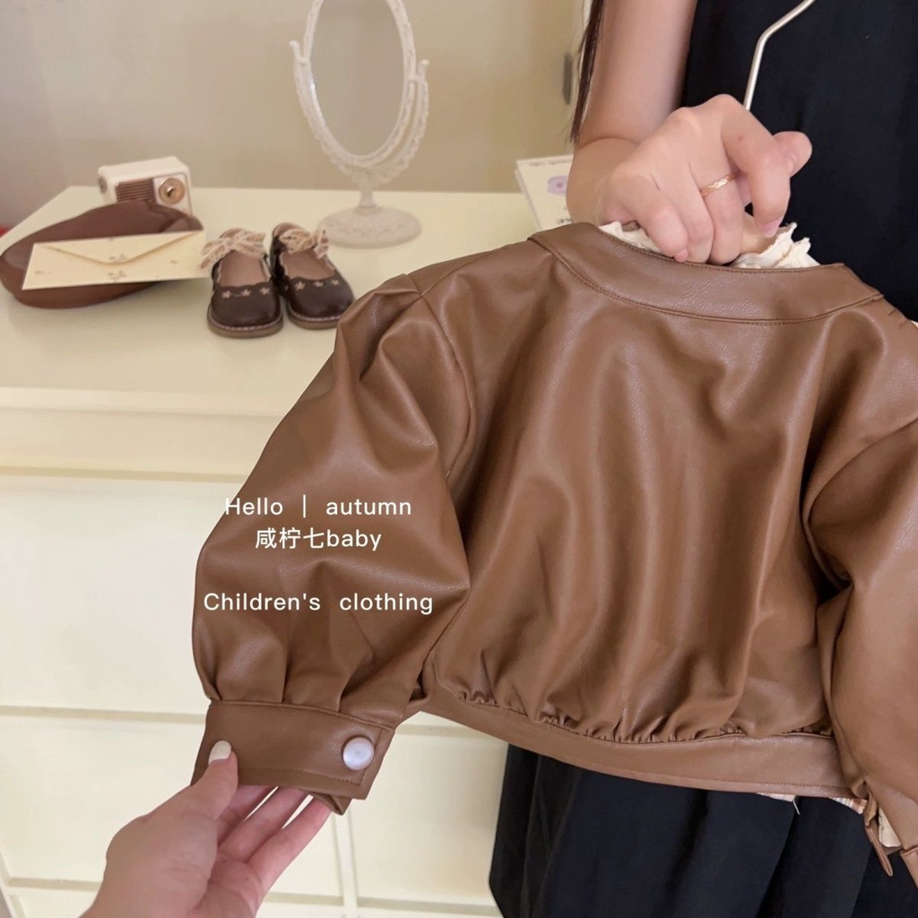 Áo Khoác Da Thời Trang Mùa Thu 2023 Dành Cho Bé Gái
