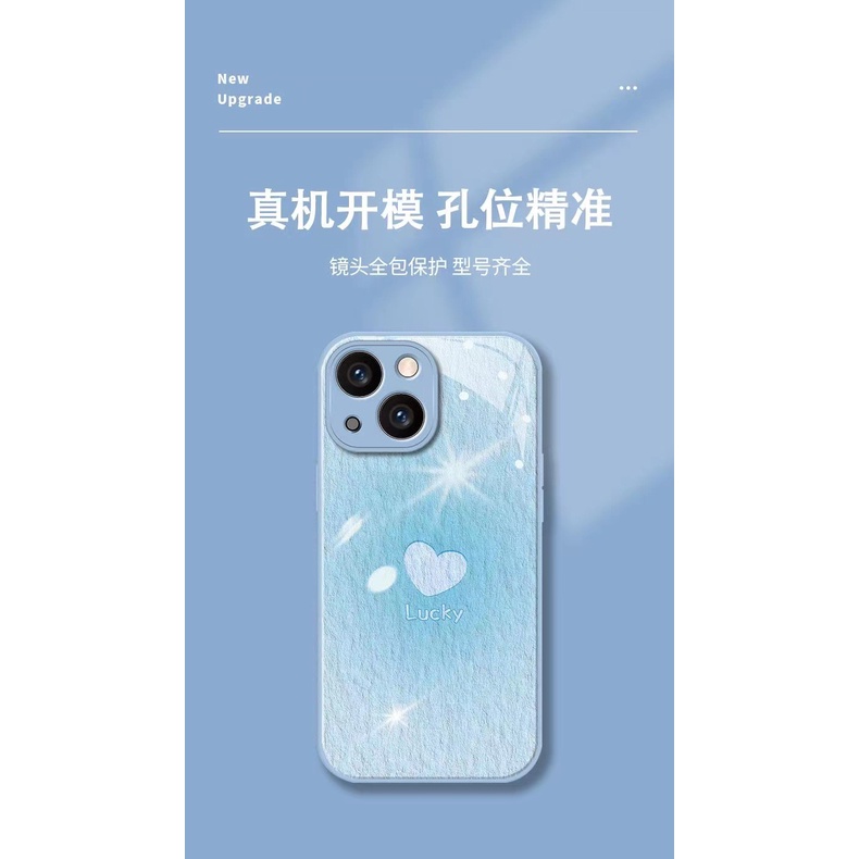 Ốp Điện Thoại Mặt Kính Họa Tiết Trái Tim Đơn Giản Cho Apple 14promax 13 12 11pro XSMAX