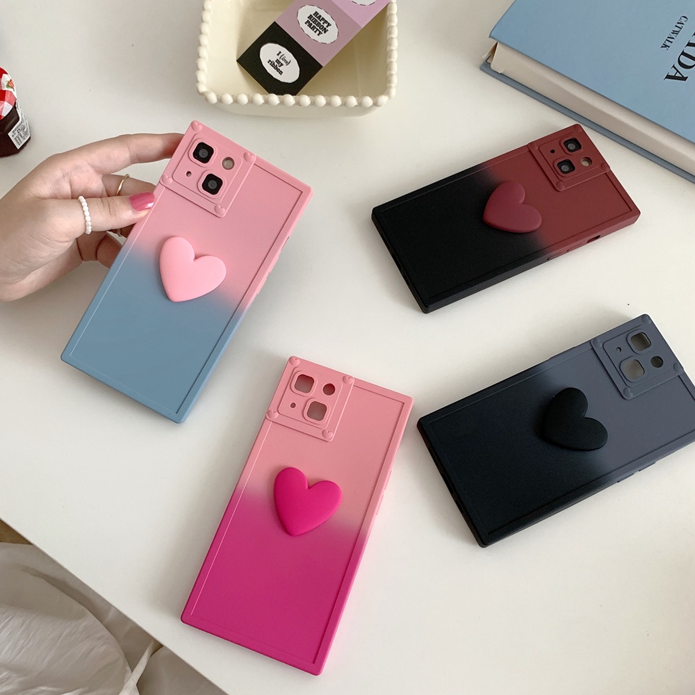 Ốp Điện Thoại Họa Tiết Trái Tim 3D Màu Gradient Cho iPhone 14 Pro Max 14Pro 14 13 Pro Max 12 Pro Max 11