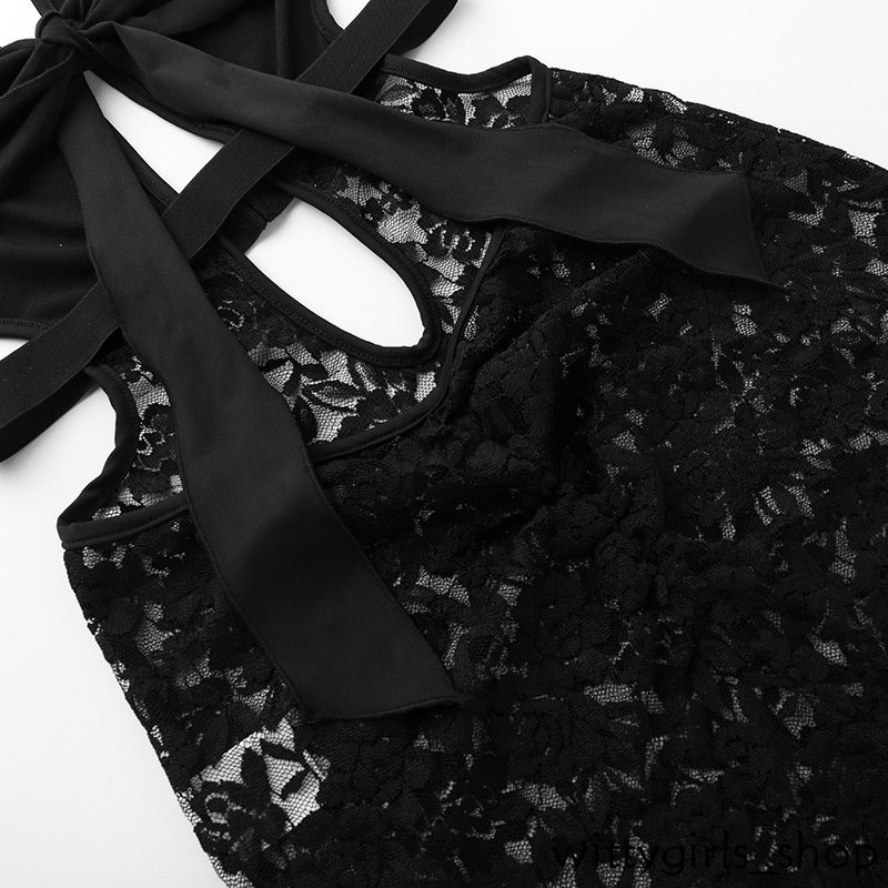 Cửa Hàng Wittygirls_ Shop | Áo Liền Quần Hai Dây Phối Ren Xuyên Thấu Gợi Cảm Cho Nữ