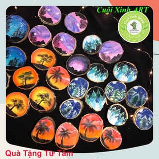Tranh gỗ phong cảnh mini trang trí decor