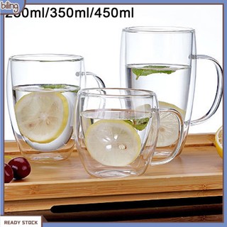 Cốc thủy tinh hai lớp đường kính 75cm an toàn cho văn phòng 250 / 350 / 450ml