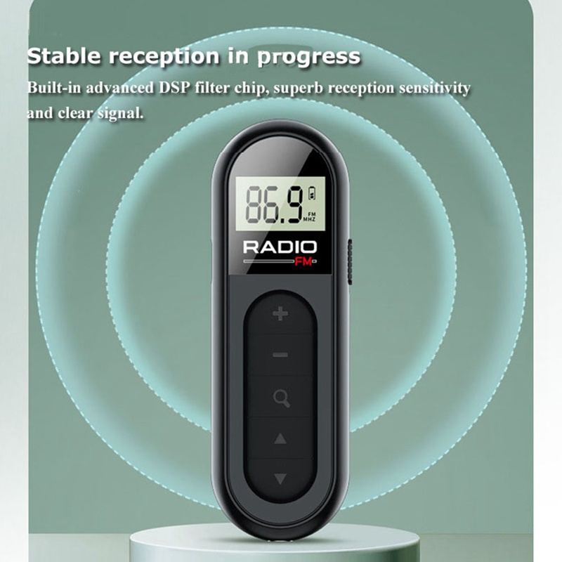 Radio FM Mini Bỏ Túi Màn Hình LCD Có Dây Chuẩn 3.5mm
