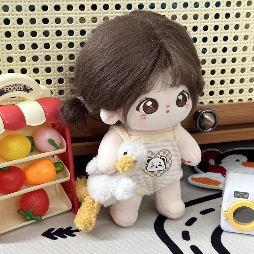 Bộ Quần Áo Dây Bằng Cotton 10cm Họa Tiết Hoạt Hình Màu Hồng Dễ Thương Thay Thế Cho Búp Bê