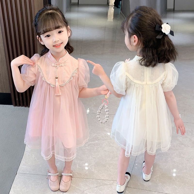 Đầm Sườn Xám Ngắn Tay Thời Trang Mùa Hè Trung Hoa Dành Cho Bé Gái