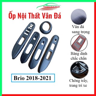 Bộ ốp nội thất Honda Brio 2018-2021 vân đá nhựa ABS trang trí làm đẹp nội thất ô tô