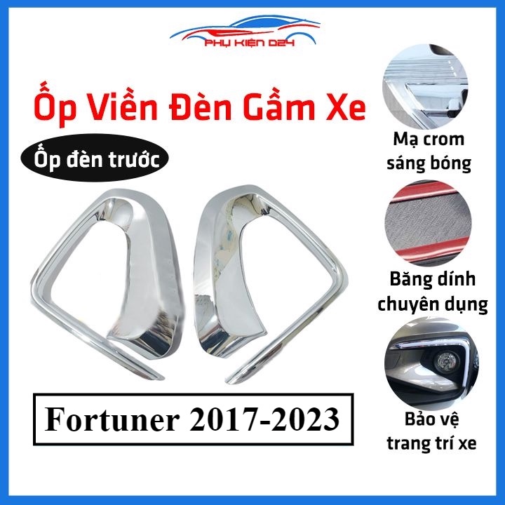 Ốp viền đèn gầm trước Fortuner 2017-2018-2019-2020-2021-2022-2023 mạ Crom chống trầy trang trí làm đẹp xe