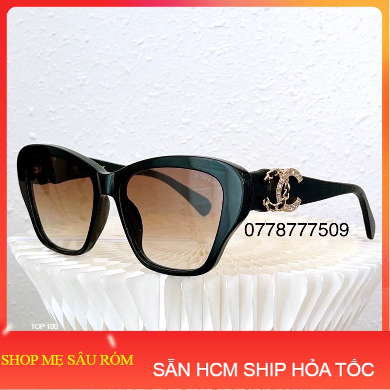 Kính Hiệu Mắt Mèo Đính Đá Đen Trắng Hot Mới 2022 KÍNH RÂM NAM NỮ CAO CẤP CHỐNG UV400 HOT TREND màu nâu