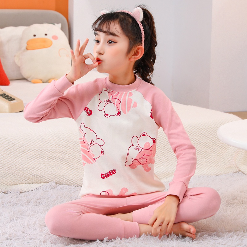 Bộ Đồ Ngủ 2 Món Bằng Cotton 100-160 Thiết Kế Mới 2023 In Họa Tiết Hoạt Hình Dành Cho Bé Gái
