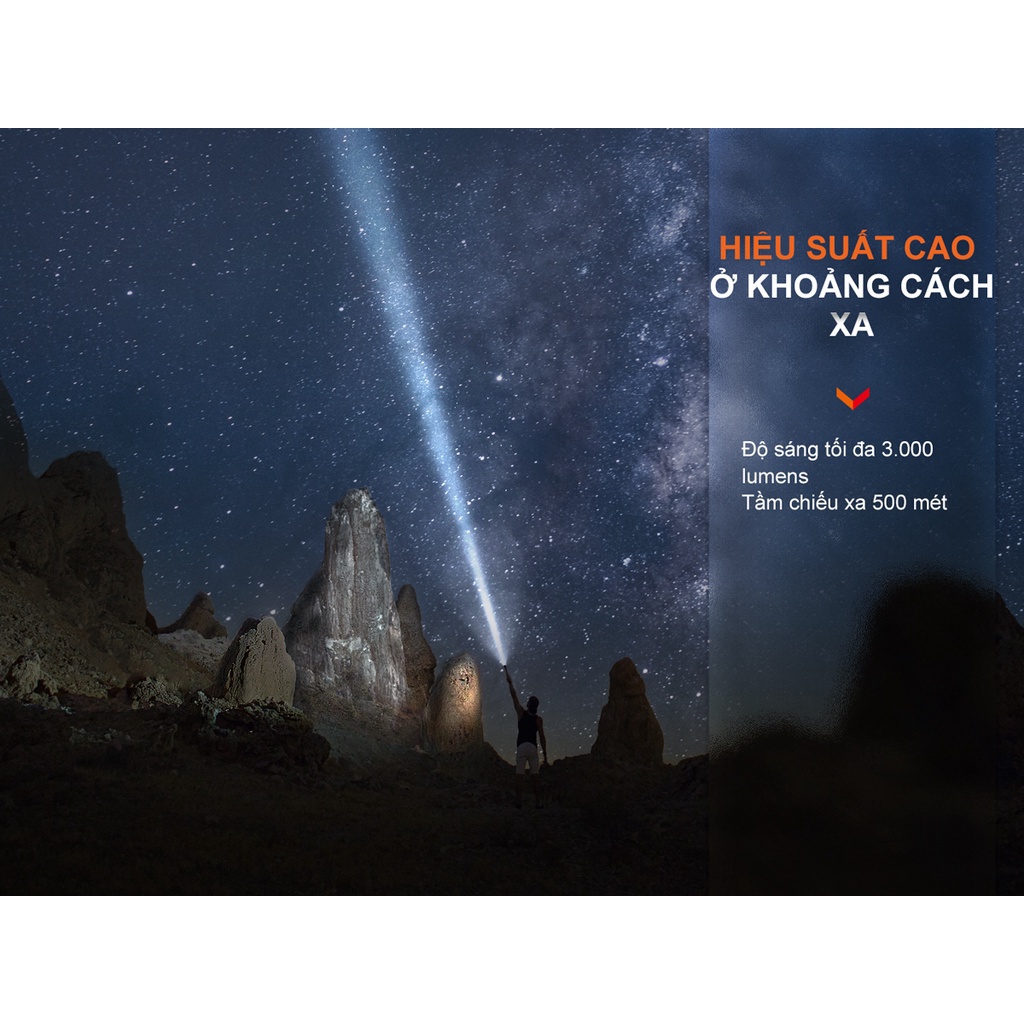 Đèn pin FENIX PD40R V3.0 sáng 3000lm chiếu xa 500m sạc USB-C pin 21700 5000mAh