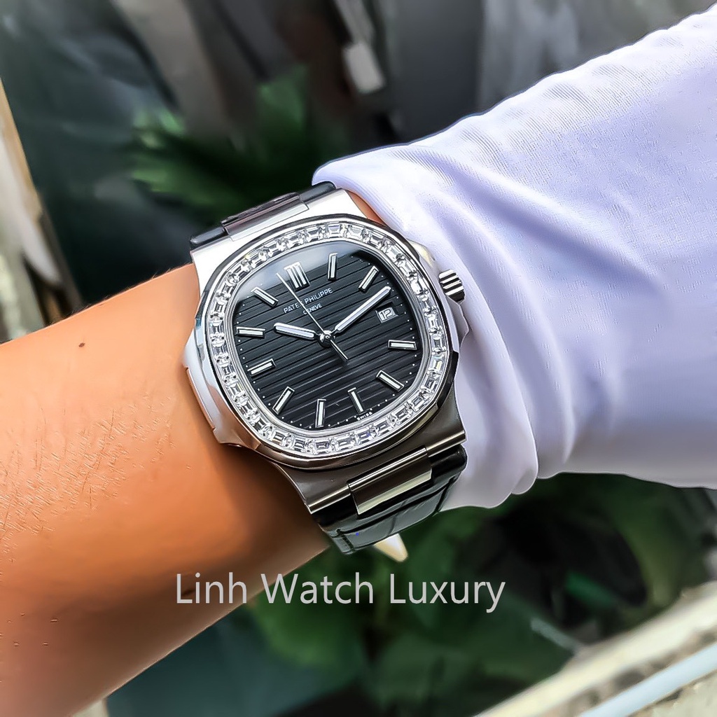 Đồng Hồ Nam Patek_Phi.lippe. 5711 Viền Đá CZ, Máy Cơ Automatic cao cấp