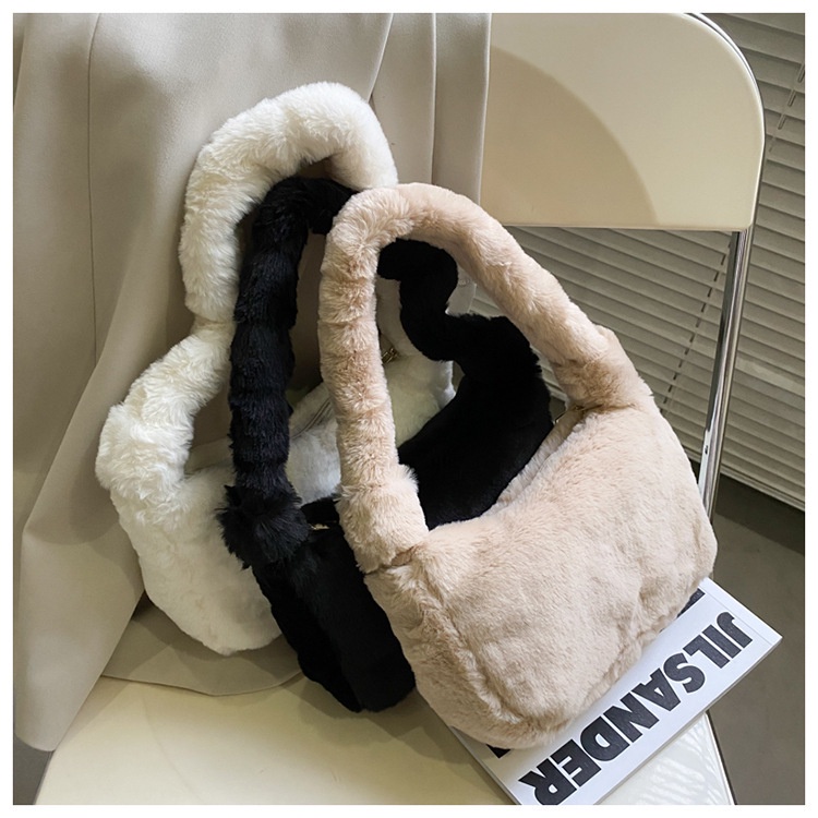 Túi Kẹp Nách Lông Màu Trơn Korea Style