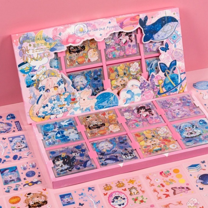 : 24h ship : không thấm nước diy cute sticker cartoon journal stickers 200 cái / hộp pet văn phòng phẩm trang trí tài khoản tay nhãn điện thoại sáng tạo chai nước sticker