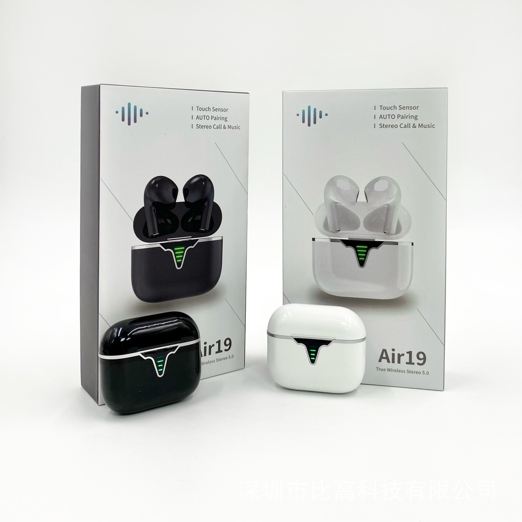 Tai Nghe Bluetooth Air19 Cao Cấp, Dùng Cho Androi, IOS, Laptop, Không Dây Nhét Tai Kết Nối Tự Động - Bảo hành 6 tháng