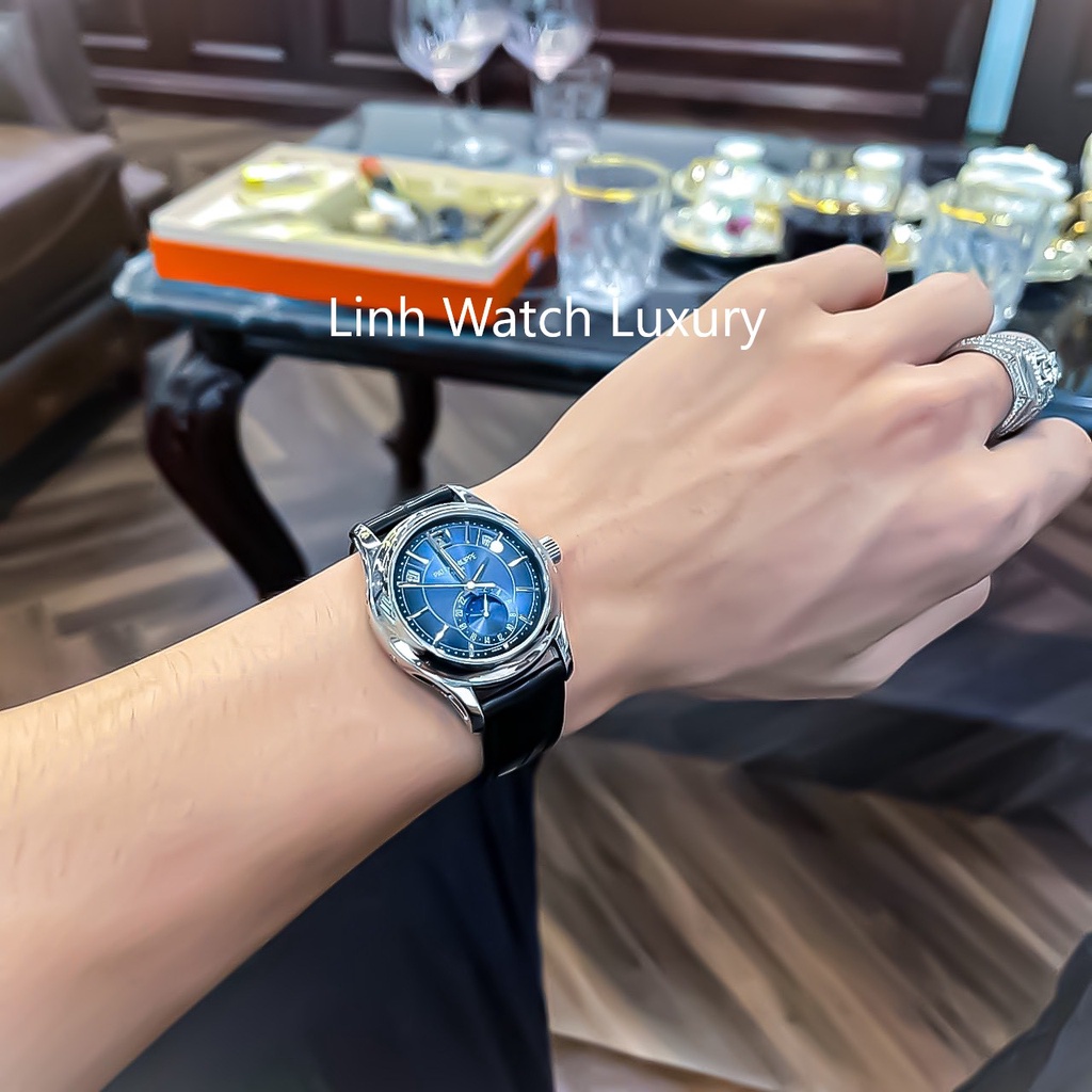 Đồng Hồ Nam Patek Máy Cơ Automatic Cao Cấp, Đồng Hồ Dây Da Mặt Kính Chống Xước Chống Nước Chất Lượng Cao