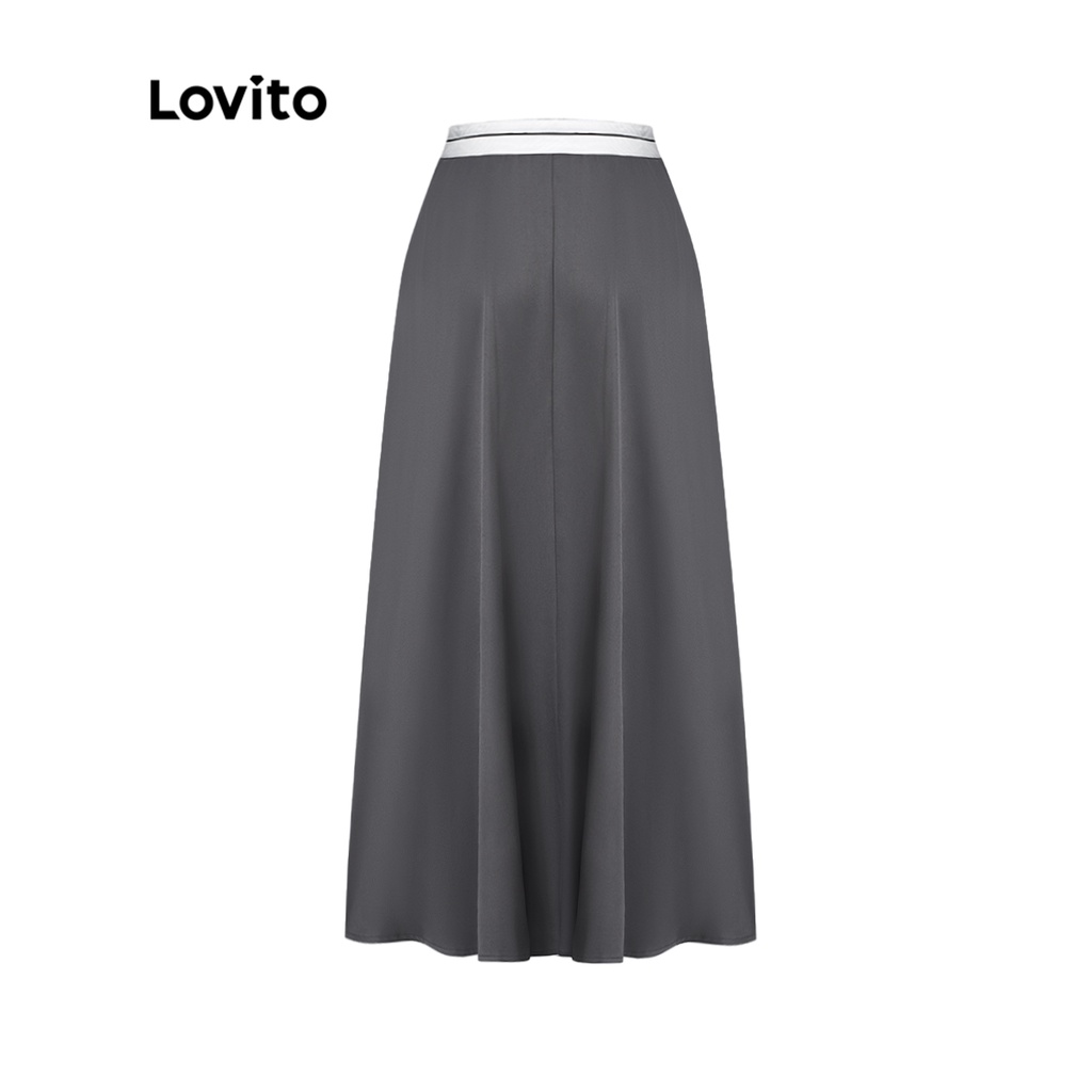 Chân váy Lovito xếp nếp màu trơn kiểu dáng đơn giản thời trang thường ngày cho nữ L55AD091