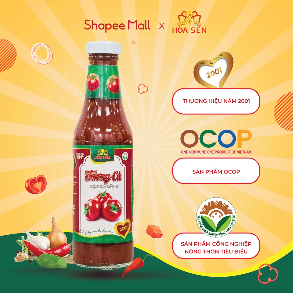 Tương cà Tương Viêt Hoa Sen chai thủy tinh - không màu tổng hợp 330g