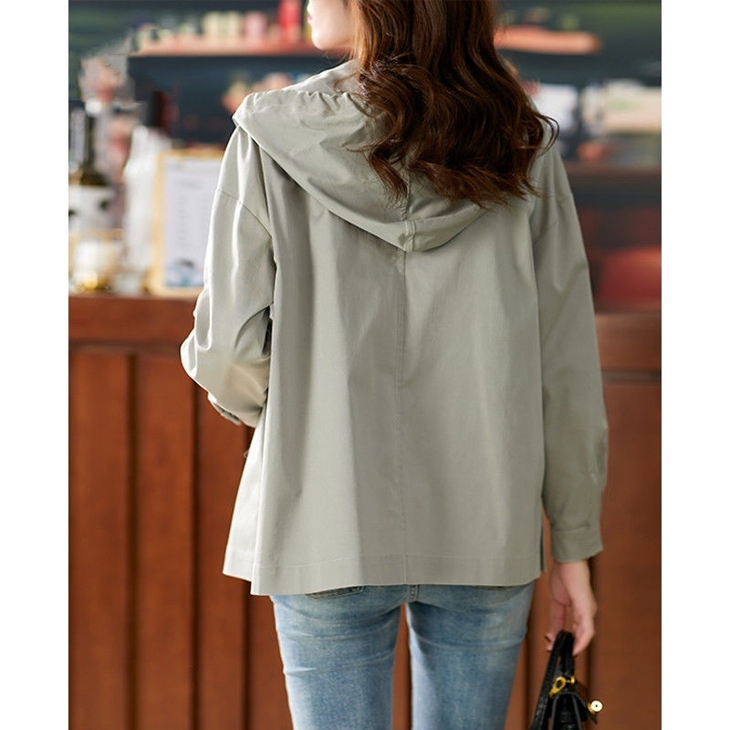 Áo Khoác Gió Ngắn Có Nón Thời Trang Mùa Xuân Mới 2023 Cho Nữ