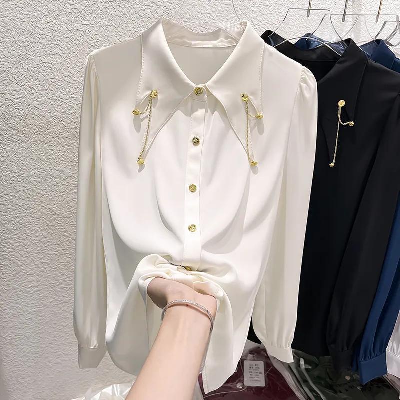 Áo Sơ Mi Chiffon Tay Dài Màu Trơn Thời Trang Mùa Thu