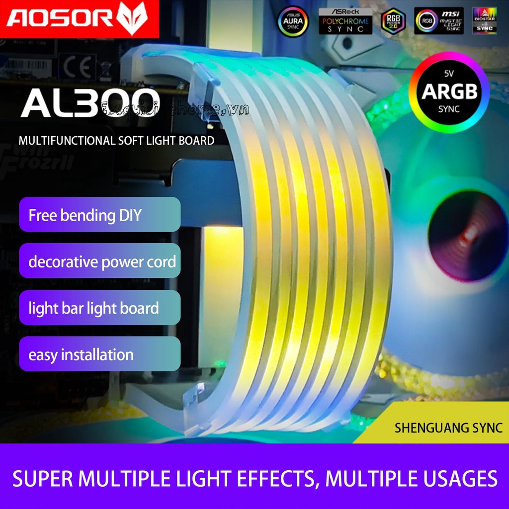 Coolmoon aosor led linh hoạt 5v argb aura sync neon strip light cho pc chassis
