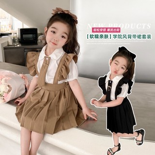 Cô gái preppy style casual two-piece suit nữ baby medium small children quần áo thời trang phù hợp với