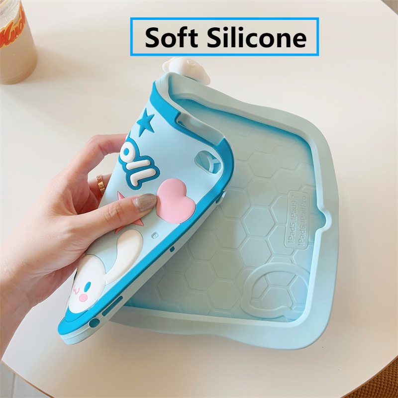 Dành cho ipad 10 pro phim hoạt hình 3d dễ thương sanrio cinnamoroll 360° Vỏ silicon có thể xoay được cho ipad pro 11 / ipad 10.2 / ipad 9.7 / ipad air 4 air5 / ipad mini 6 5 4 3 2 1 vỏ máy tính bảng mềm