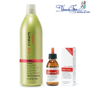 Dầu gội và tinh chất chống rụng Inebrya Ice Cream Energy 1000ml/125ml