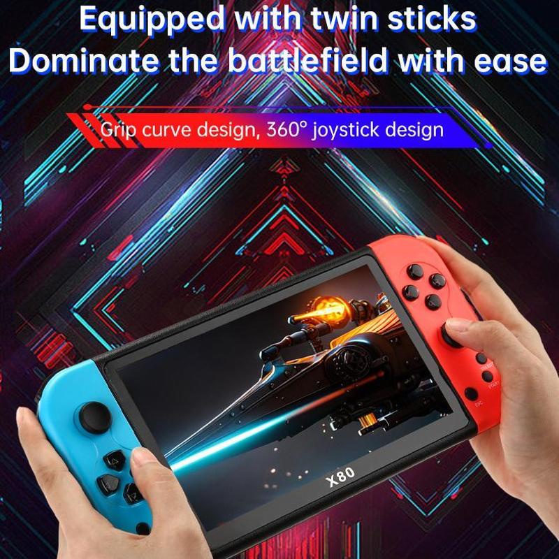 New x80 high-definition 7-inch large-screen handheld game console rocker arcade ps1 simulator hd high-definition output game console two people against ps handheld