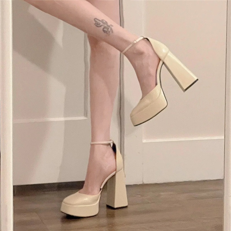 12cm chunky heel platform giày cao gót mary jane shoes-ab4007