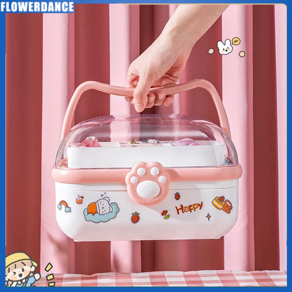 Dễ Thương Công Suất Lớn Trẻ Em Hộp Kẹp Tóc Bé Gái Trẻ Em Phụ Kiện Tóc Hộp Bảo Quản Trang Sức Trong Suốt Chống Bụi Có Nắp Trang Sức Tổ Chức Hoa