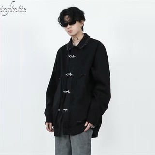 Infinite men's outerwear thời trang mới street high street top american vintage denim jacket