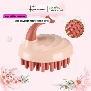 Lược Gội Massage Da Đầu Hình Đuôi Cá Bằng Silicon Nhỏ Gọn Tiện Lợi Giúp Thư Giãn Da Đầu, Giảm Stress