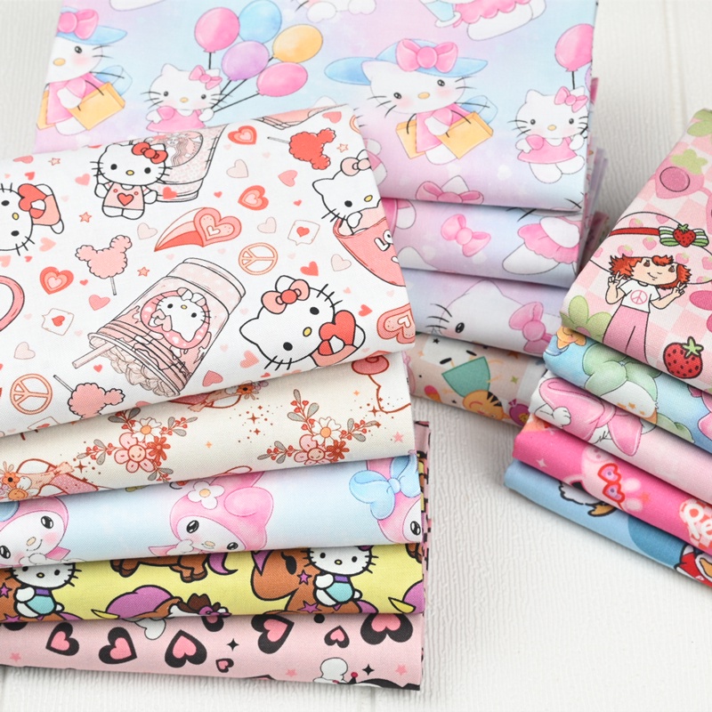 Hoạt Hình Kitty Vải Handmade - Quilt Patchwork và In Vải