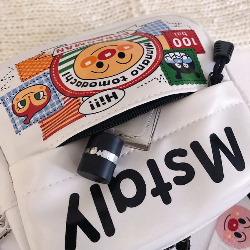 Túi nhỏ in hình dễ thương phiên bản hàn quốc thời trang sinh viên băng thông rộng túi đeo chéo vai-body