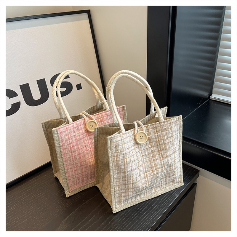 Túi nhỏ thơm mẹ đi chơi túi mẹ và bé đi làm túi vải lanh túi đồng hành dễ thương túi vải lanh túi xách nữ hộp cơm bento túi