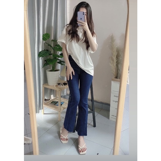 Quần jeans loe lưng cao ống dài hàng loại 1 chất co dãn đủ 3 màu