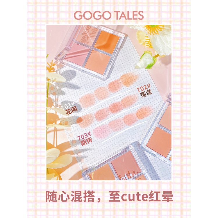 Gogotales Phấn Má Hồng Bốn Màu Trang Điểm nude Tự Nhiên Cho Nữ