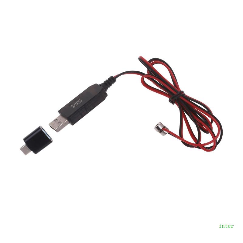 Dây sạc usb 4 2v từ tính + bộ chuyển đổi type-c cho pin 3 7v 14500 16340 sạc pin lithium có thể sạc lại