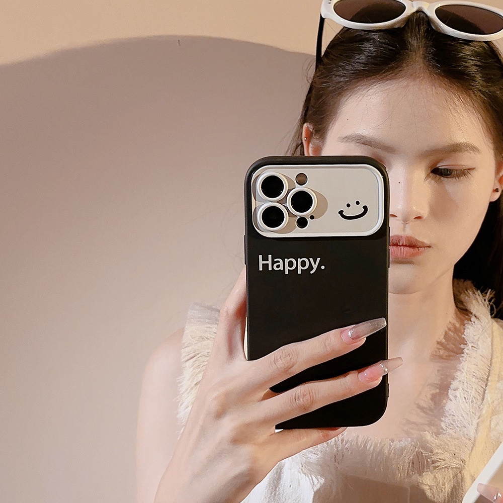 ỐP LƯNG IPHONEBeige black window smiley phone case thích hợp cho iphone14promax/13/12/11/xr/xs/x/xsmax/7/8plus-dinuo