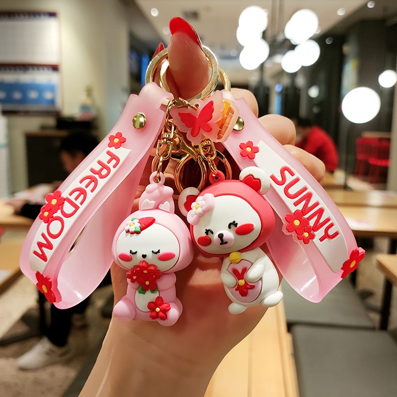 1pc cartoon keychain phim hoạt hình ban đầu cherry blossom pvc keychain mặt dây chuyền túi treo trang trí anime xu hướng móc khóa tinh tế móc khóa đích thực