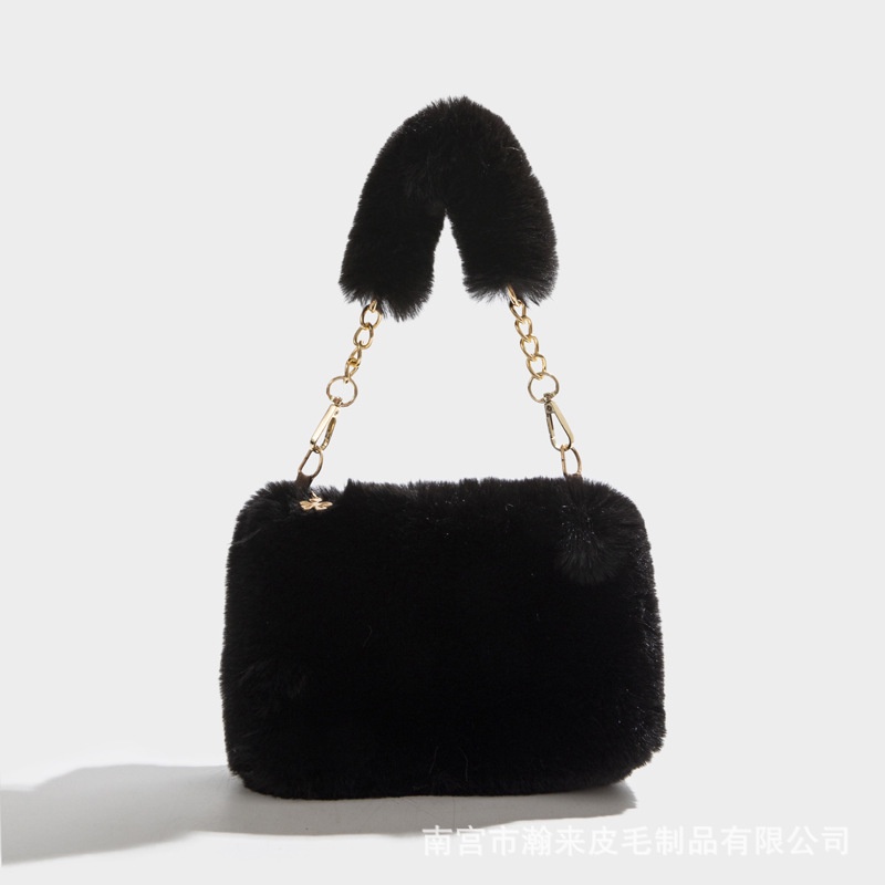 Túi Xách Đeo Vai Hình Vuông Phủ Lông Thỏ Phong Cách Hàn Quốc Thời Trang Mùa Đông 2023 Cho Nữ